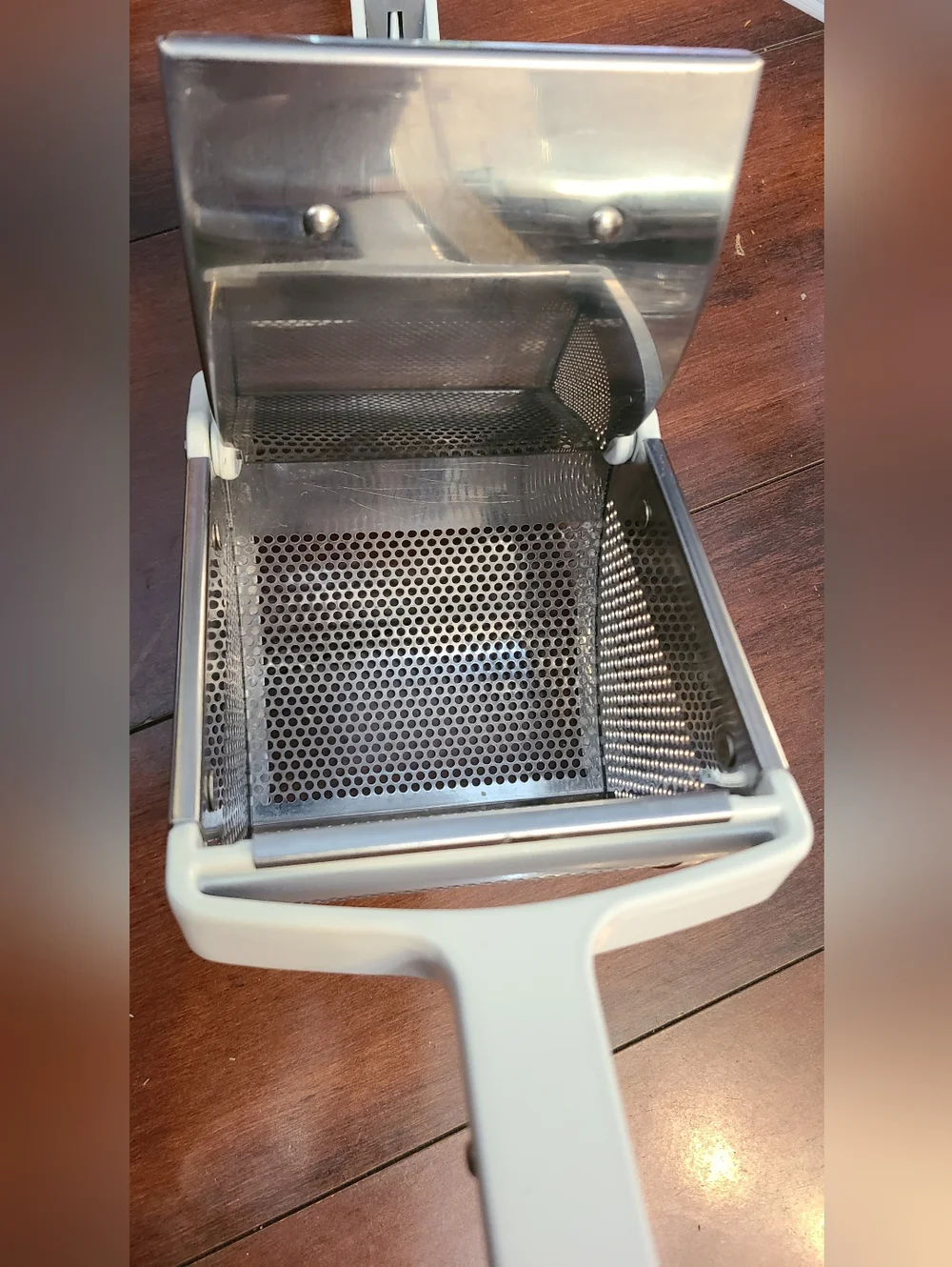 Sur La Table Stainless Steel Potato Ricer with Rubber White Handles Heavy
